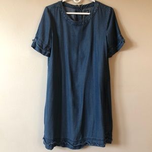 Gap Denim Dress with Fringe Trim Size Small